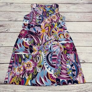 Leslie Evers Linen Blend Retro Style Sleeveless Dress Purple Pink Size XL